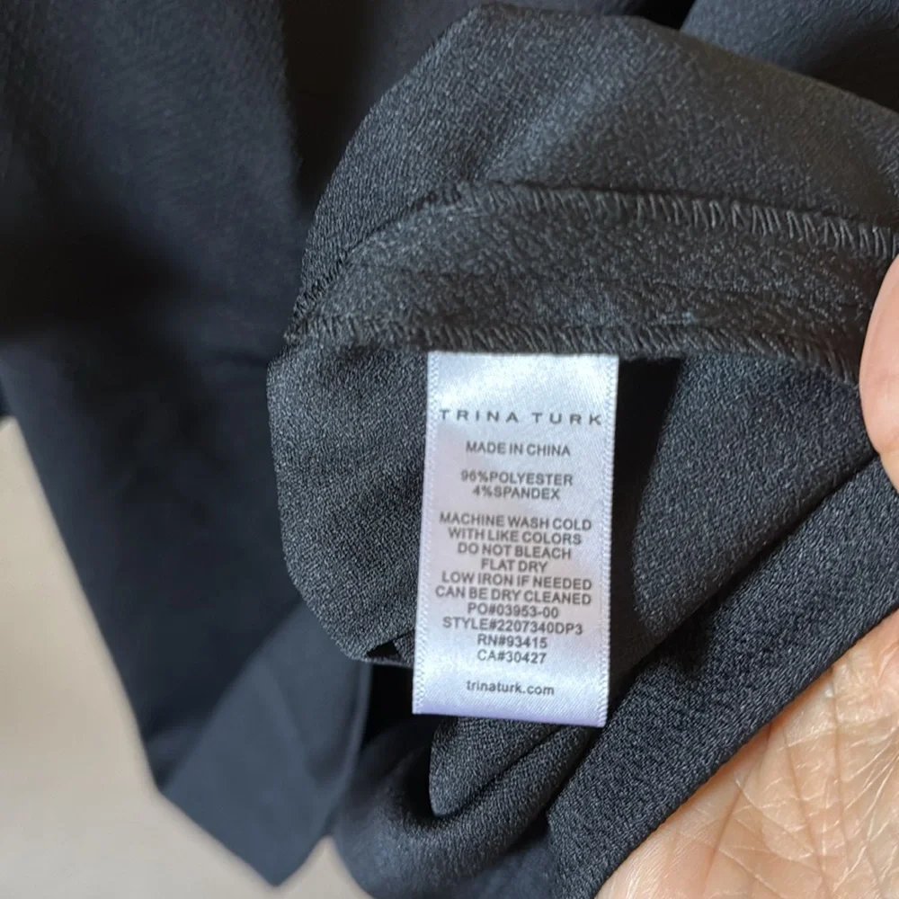 TRINA TURK Women’s Black Kadinsky One Shoulder  Cocktail Mini Dress 10